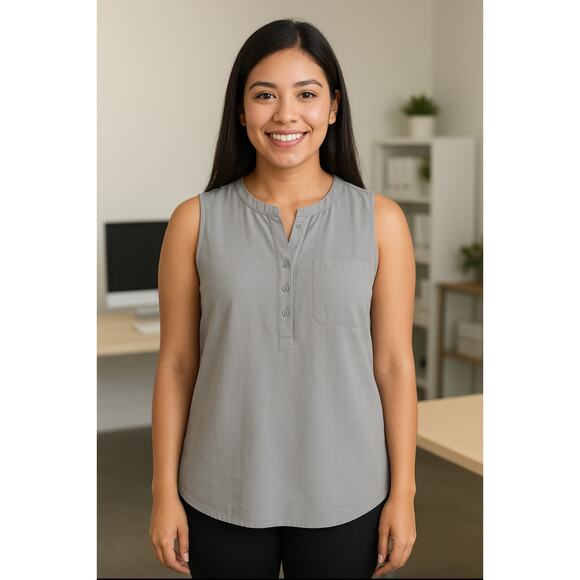 Cynthia Rowley Sleeveless semi pleated ruched neck blouse Size M - Picture 1 of 9